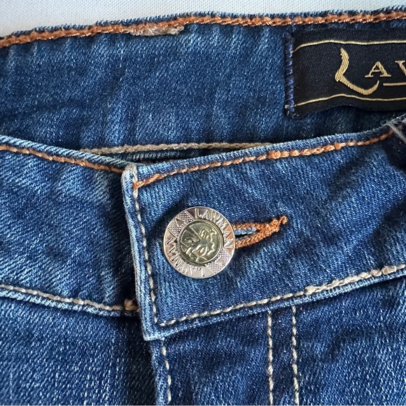 LAWMAN VTG 90s Y2K HIGH WAIST BARE-BACK COLUMN STRAIGHT LEG JEANS Sz. 7/8x30” - Picture 3 of 11